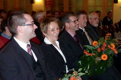 v.l. Pfarrer Preisler, Generalsuperintendentin Asmus, Pfarrer Günther, Präses Dr. Hinze, Präses Förster